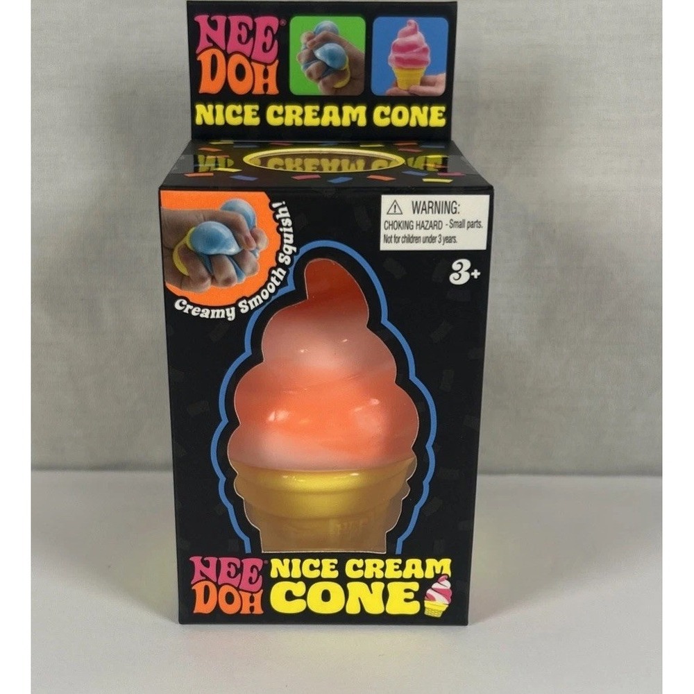 NeeDoh Nice Cream Cone Ice Squishy Toy ORANGE Nee Doh Stress Ball Authentic NEW